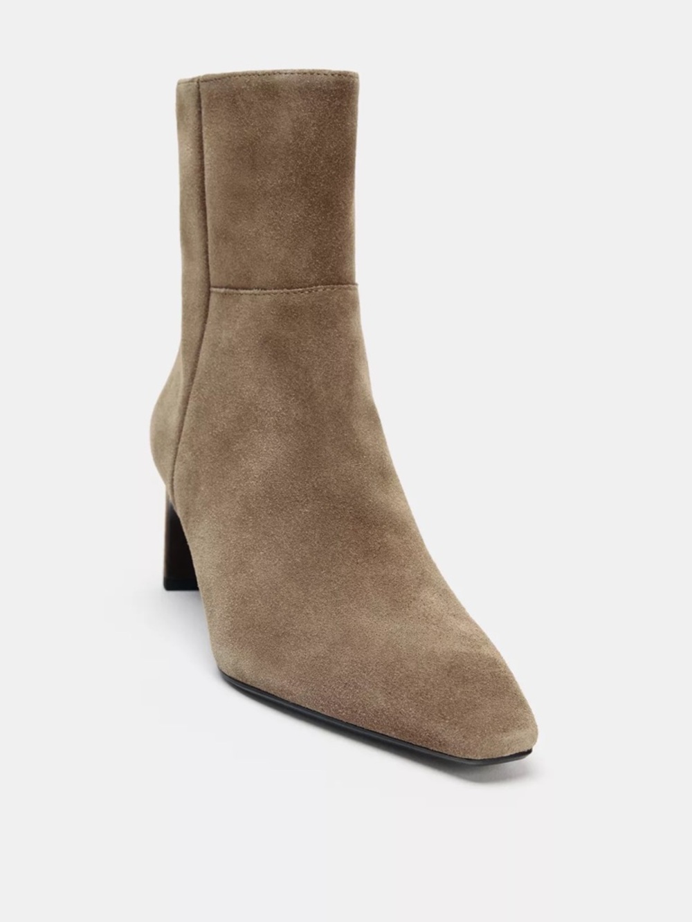 ZARA Suede Split- Leather Taupe Ankle Boots - 9 (40) NWT - Picture 2 of 14